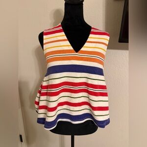 Anthropologie Striped V-Neck Tank Top in Cream, Red, Blue, Orange, Green